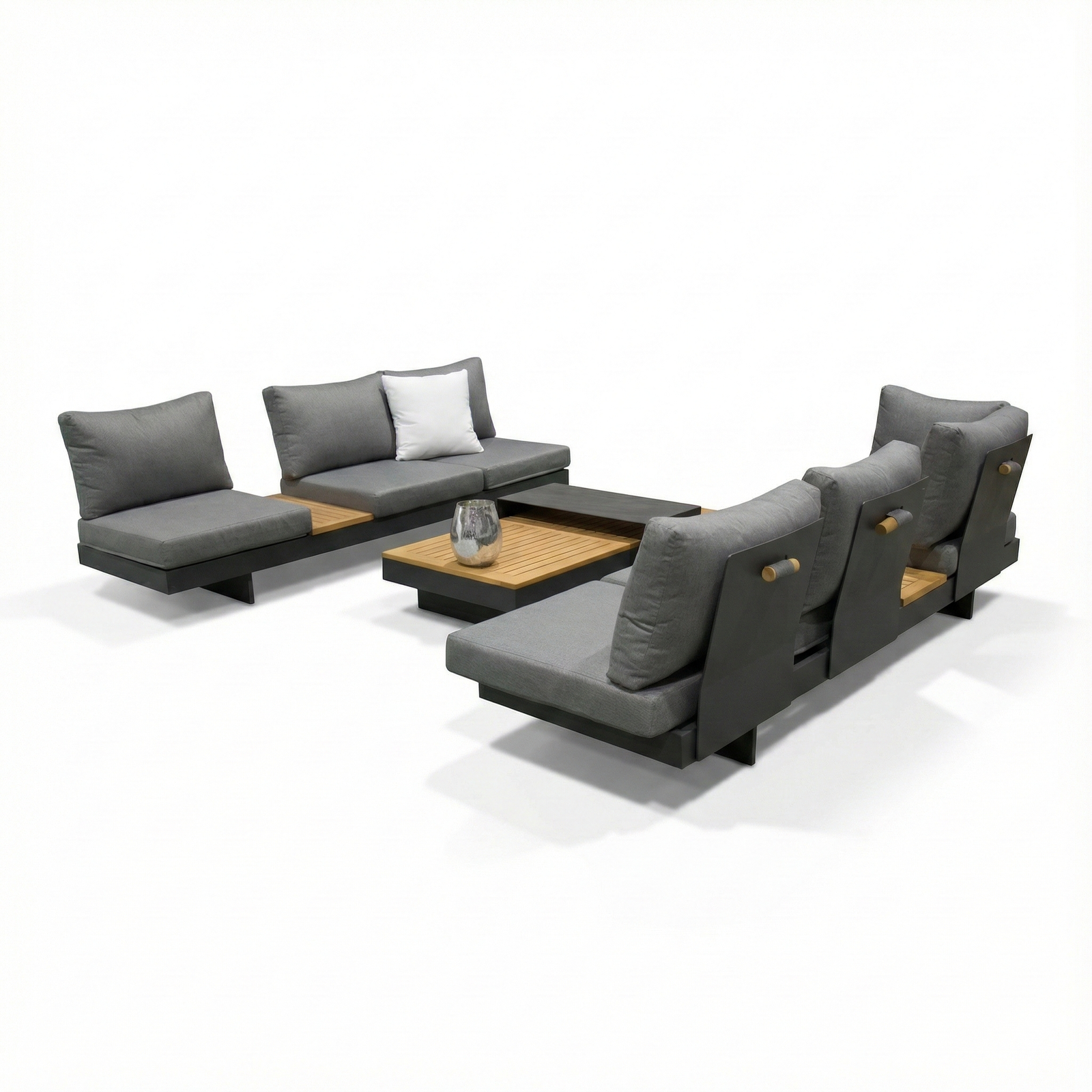 Ensemble de mobilier d'extérieur - Canapé modulable et table basse en bois de TECK