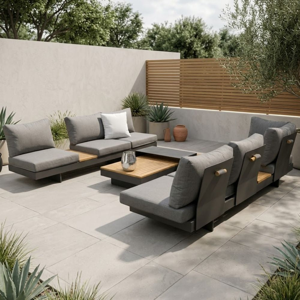 Ensemble de mobilier d'extérieur - Canapé modulable et table basse en bois de TECK