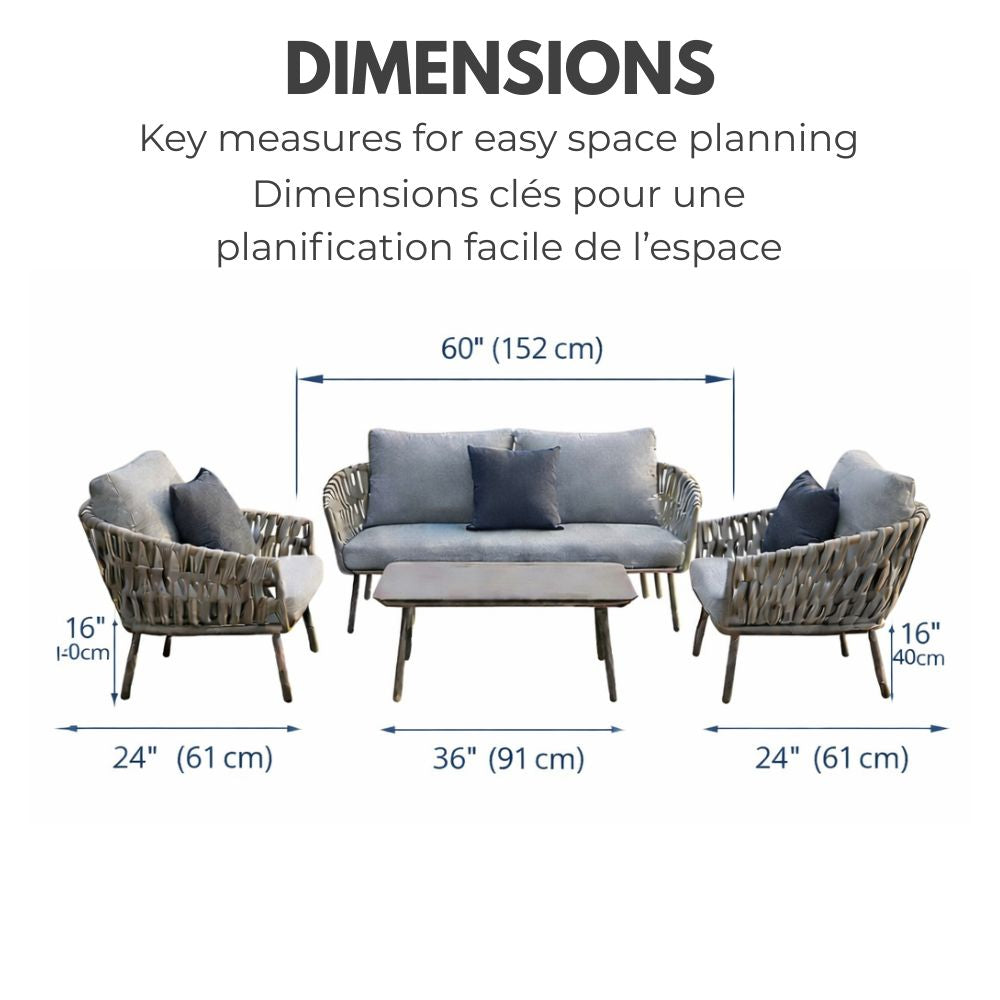 Ensemble de mobilier de jardin 4 pièces - Style moderne et élégant