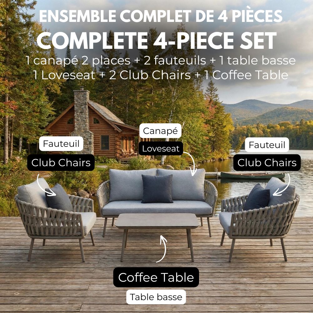 Ensemble de mobilier de jardin 4 pièces - Style moderne et élégant