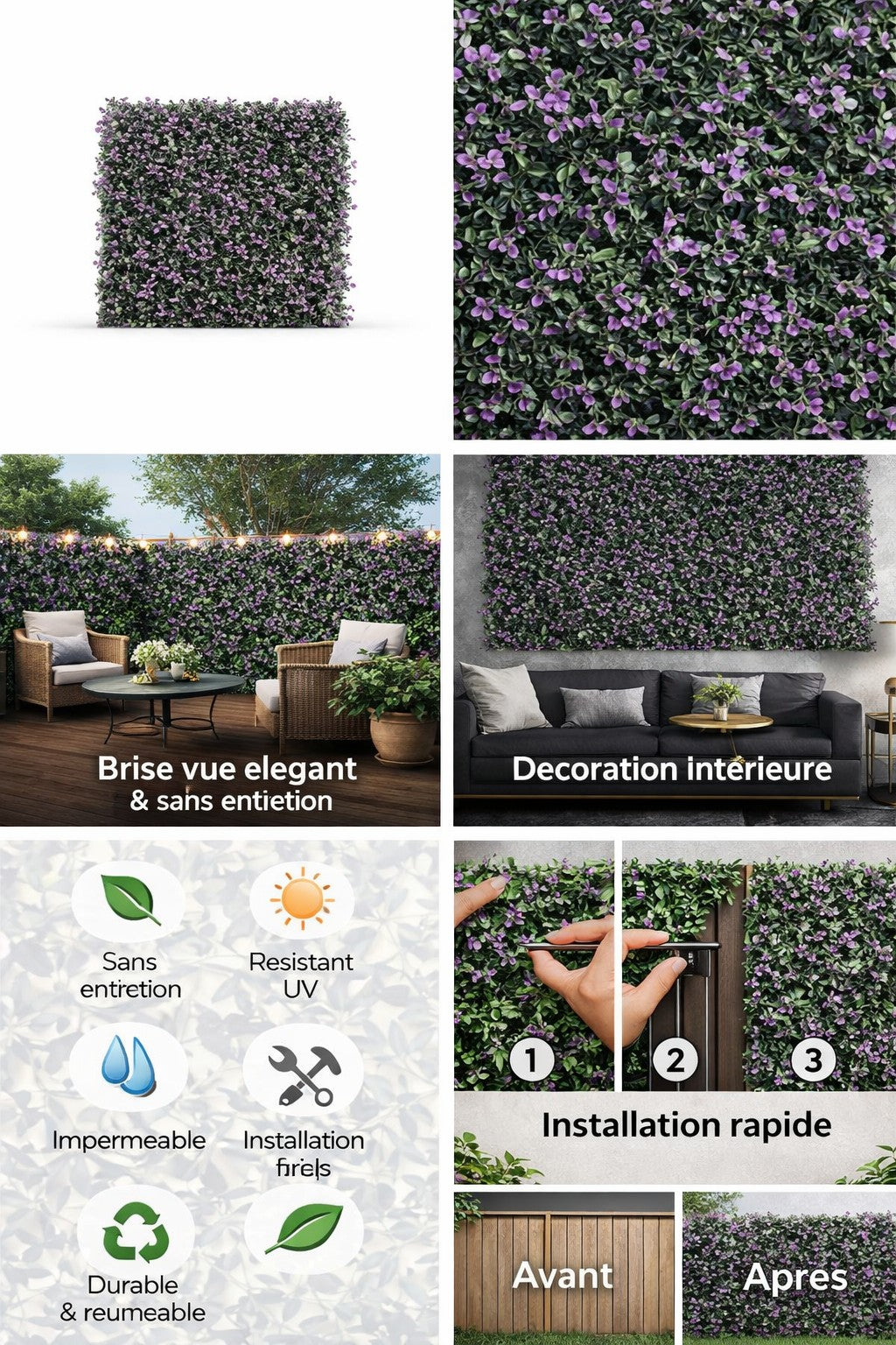 Panneaux floral/végétal décoratif - Feuillage artificiel  20''X 20''