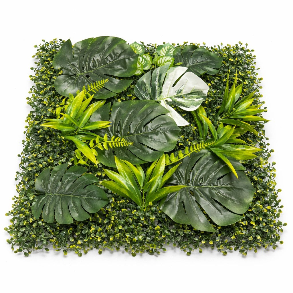 Mur végétal tropical avec feuilles de palmier